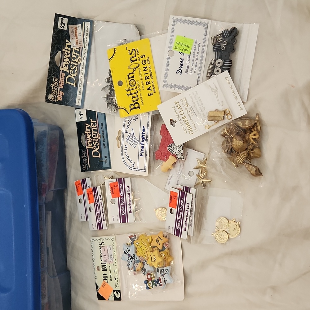 Lot of Vintage Charms Beads Earposts Clasp for Jewelry Making Sea Shells